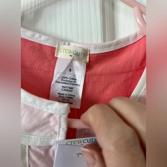 J Crew crewcuts size 5 coral t shirt dress with tassels, NWT - Picture 5 of 9